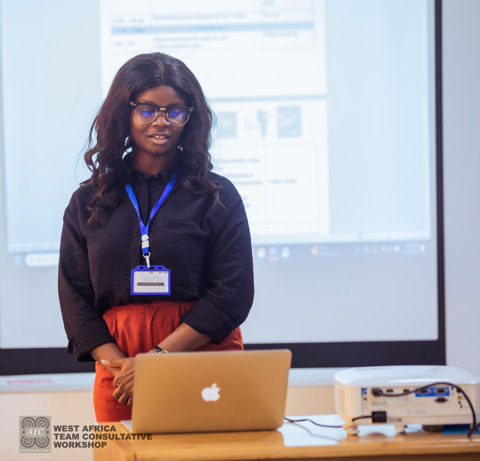 Workshop presenter with laptop